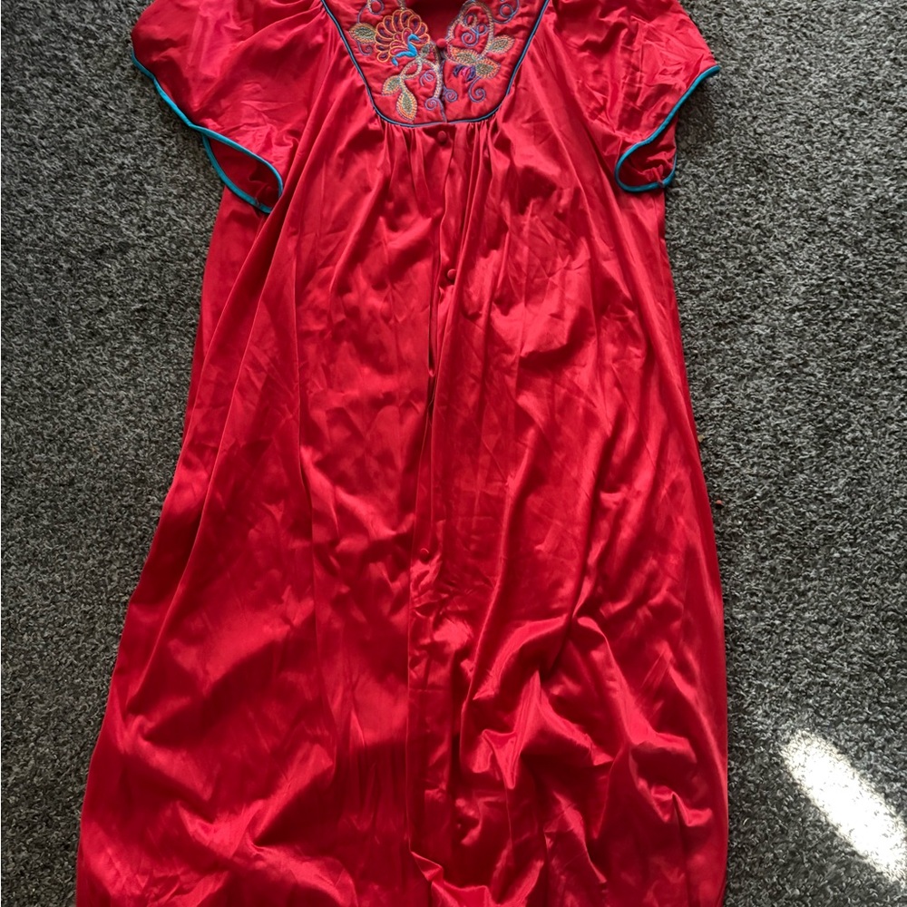 Vanity Fair Red Chemise with Blue Trim